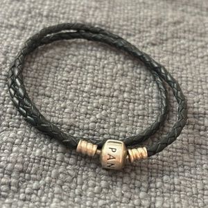 Black leather Pandora Bracelet